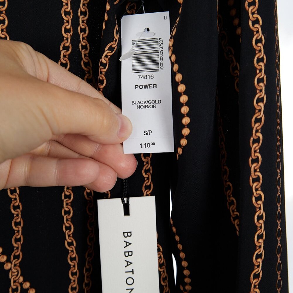 Aritzia Babaton Button Front Power Blouse Black Gold Women's Small NWT - Picture 7 of 7